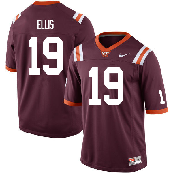 Men #19 DeJuan Ellis Virginia Tech Hokies College Football Jerseys Sale-Maroon